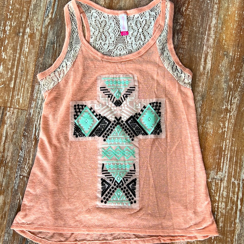 NOBO light orange tank top w/ cross (XL/XG)
